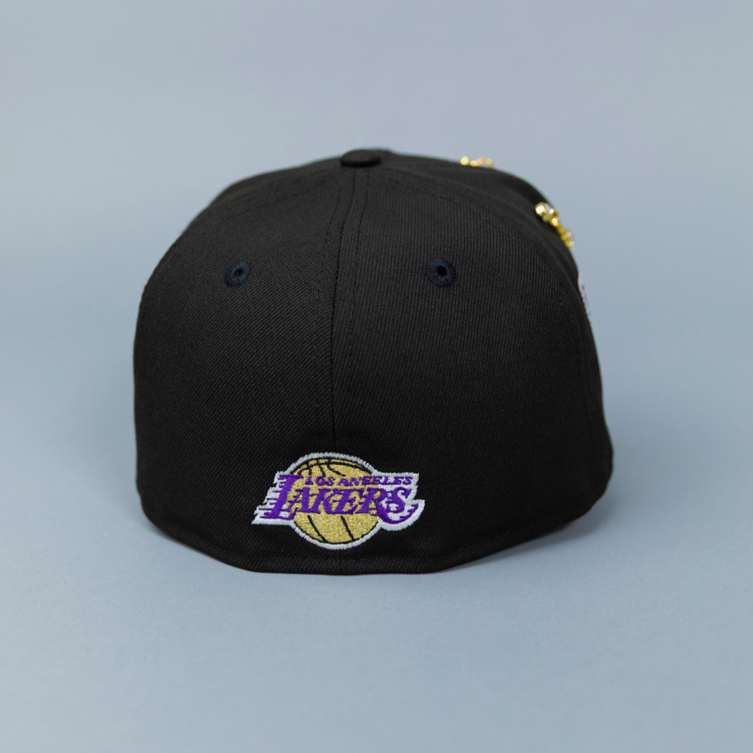 NEW ERA EXCLUSIVE 59FIFTY BLACK LOS ANGELES LAKERS "GOAT" W/ 75TH ANNIVERSARY SIDE PATCH