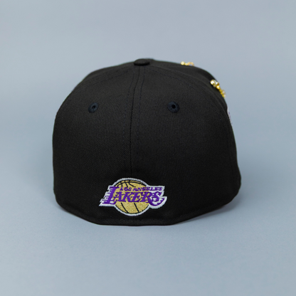 NEW ERA EXCLUSIVE 59FIFTY BLACK LOS ANGELES LAKERS "GOAT" W/ 75TH ANNIVERSARY SIDE PATCH