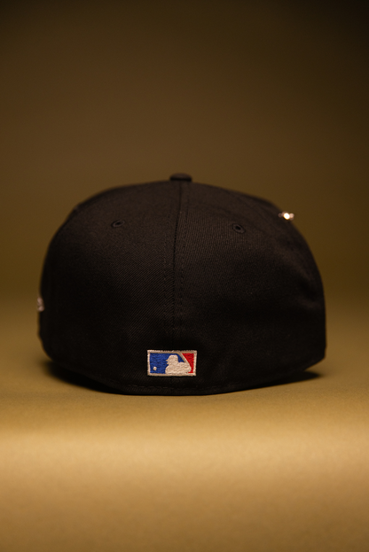 NEW ERA EXCLUSIVE 59FIFTY BLACK BALTIMORE ORIOLES W/ 50TH ANNIVERSARY SIDE PATCH