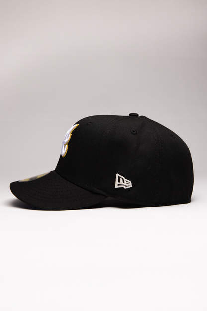 NEW ERA EXCLUSIVE 59FIFTY BLACK ATLANTA BRAVES W/ 40TH ANNIVERSARY SIDE PATCH