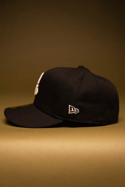 NEW ERA EXCLUSIVE 59FIFTY BLACK BALTIMORE ORIOLES W/ 50TH ANNIVERSARY SIDE PATCH