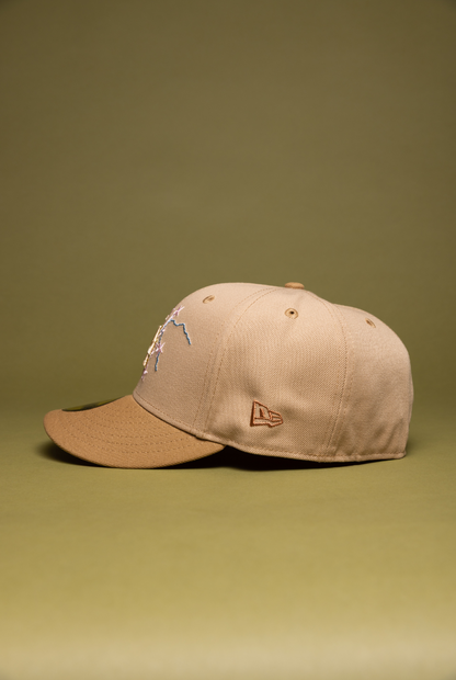 NEW ERA EXCLUSIVE 59FIFTY BEIGE LOS ANGELES DODGERS W/ EMBROIDERY + 40TH ANNIVERSARY SIDE PATCH