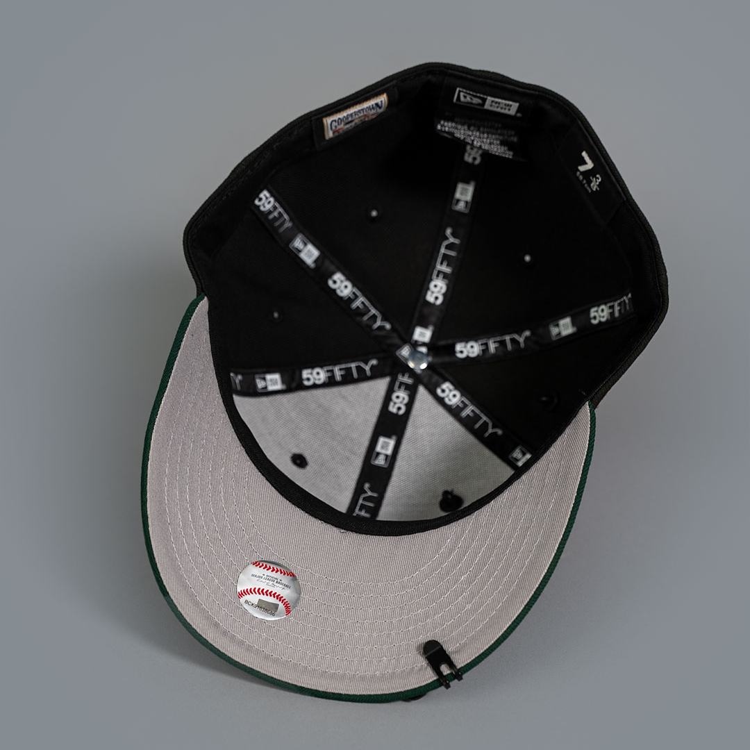 NEW ERA EXCLUSIVE 59FIFTY BLACK/ FOREST GREEN LOS ANGELES DODGERS W/ DODGER STADIUM SIDE PATCH