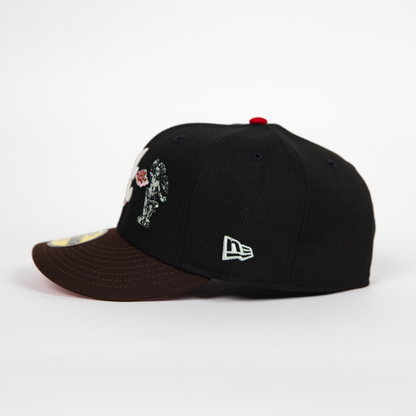 NEW ERA EXCLUSIVE 59FIFTY BLACK/ BROWN ATLANTA BRAVES "CITY OF ANGELS" W/ ALL STAR GAME SIDE PATCH