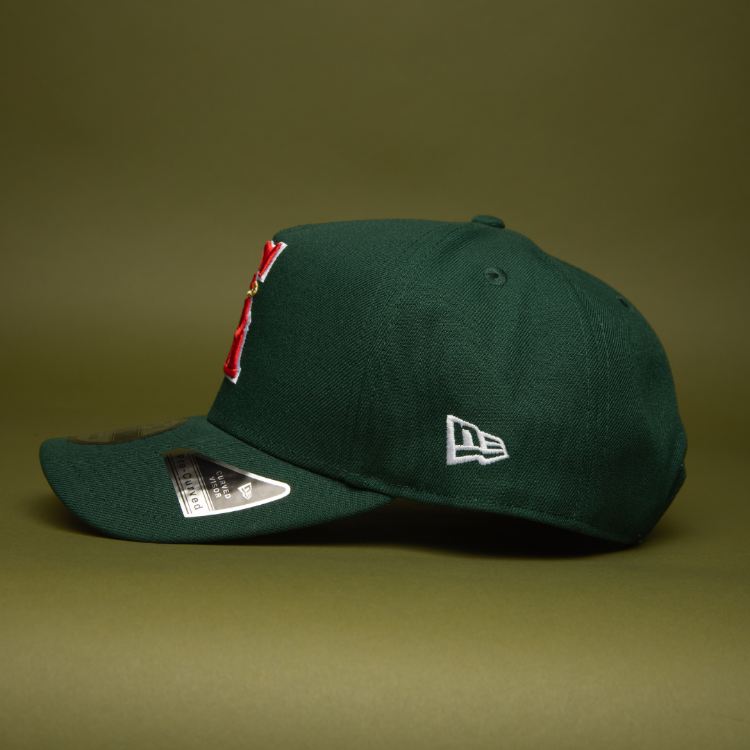 NEW ERA 9FIFTY A-FRAME FOREST GREEN ANAHEIM ANGELS SNAPBACK W/ 35TH ANNIVERSARY SIDE PATCH