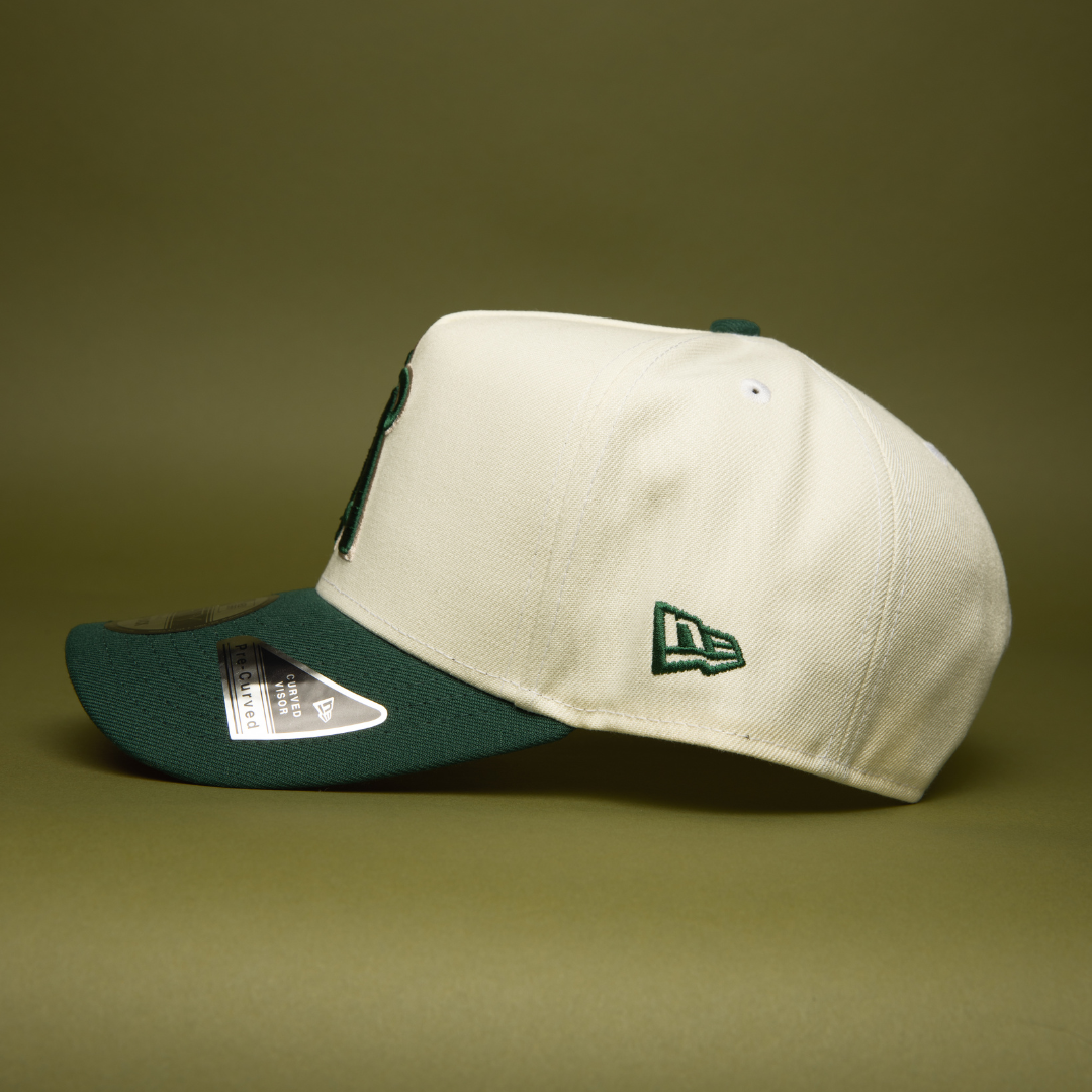 NEW ERA 9FIFTY A-FRAME CHROME/FOREST GREEN ANAHEIM ANGELS SNAPBACK W/ ALL STAR GAME SIDE PATCH