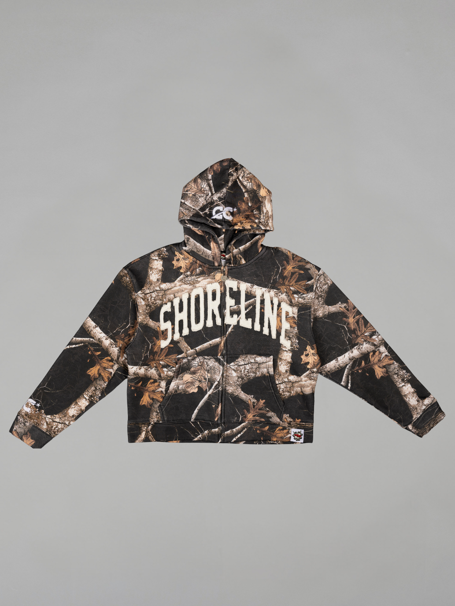 CAP CITY X SHORELINE MAFIA BLACK CAMO ZIP UP HOODIE -UNISEX