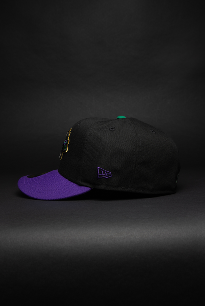NEW ERA EXCLUSIVE 59FIFTY BLACK/PURPLE ATLANTA BRAVES W/ 2000 ALL STAR GAME SIDE PATCH