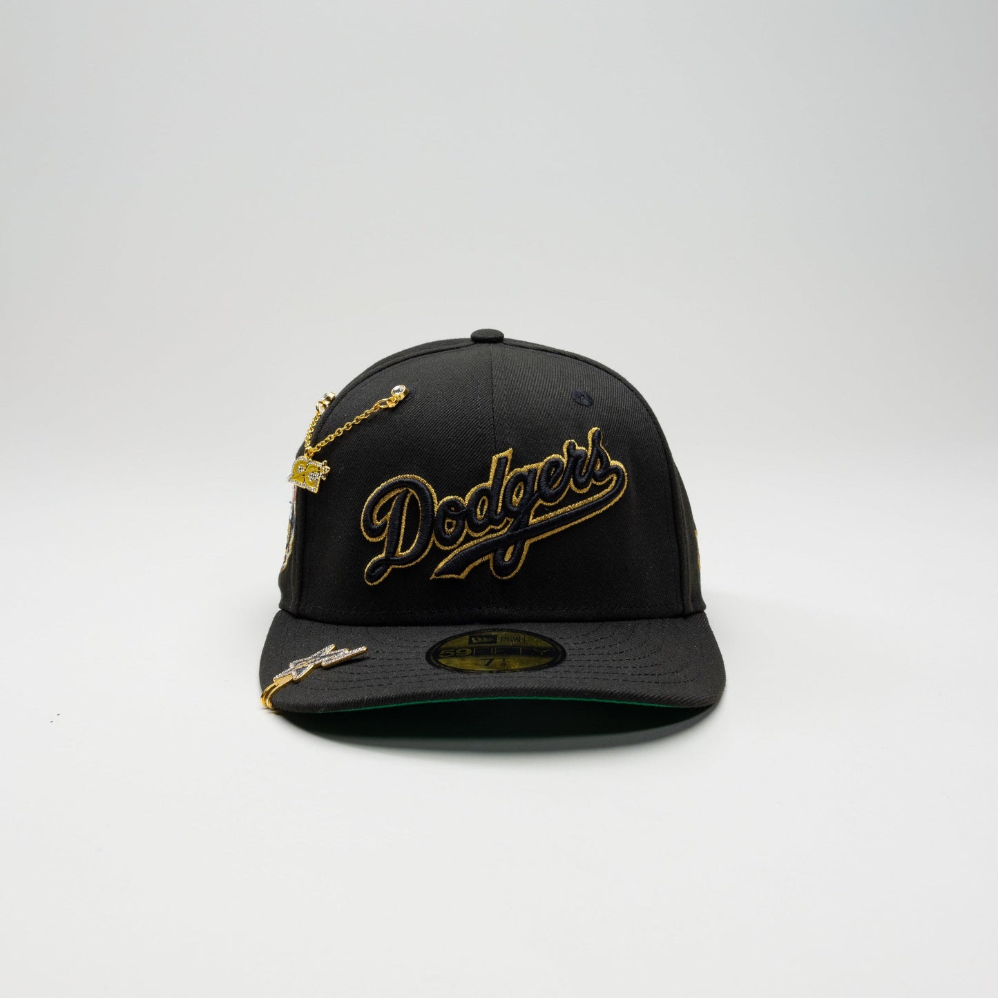 NEW ERA EXCLUSIVE 59FIFTY BLACK LOS ANGELES DODGERS SCRIPT W/ 1ST WORLD CHAMPIONSHIP SIDE PATCH