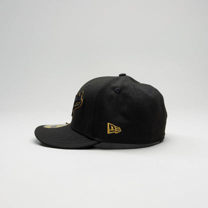 NEW ERA EXCLUSIVE 59FIFTY BLACK LOS ANGELES DODGERS SCRIPT W/ 1ST WORLD CHAMPIONSHIP SIDE PATCH