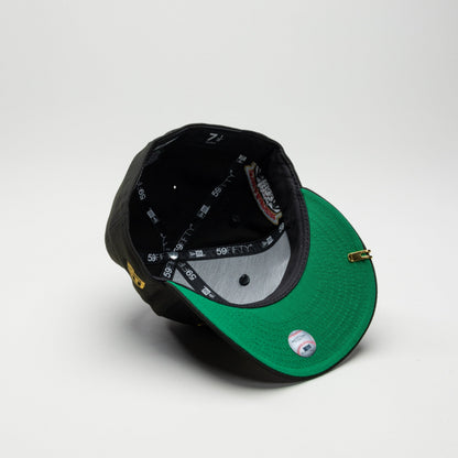 NEW ERA EXCLUSIVE 59FIFTY BLACK LOS ANGELES DODGERS SCRIPT W/ 1ST WORLD CHAMPIONSHIP SIDE PATCH