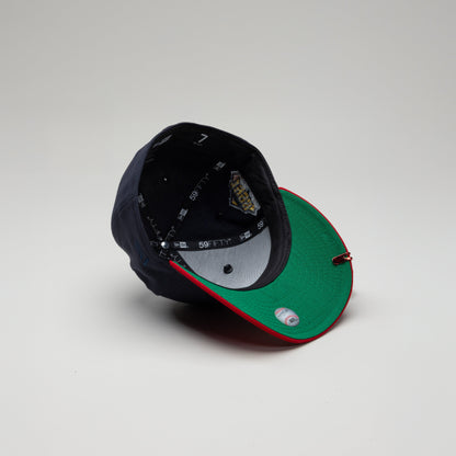 NEW ERA EXCLUSIVE 59FIFTY NAVY/RED ATLANTA BRAVES W/ 1999 WORLD SERIES SIDE PATCH