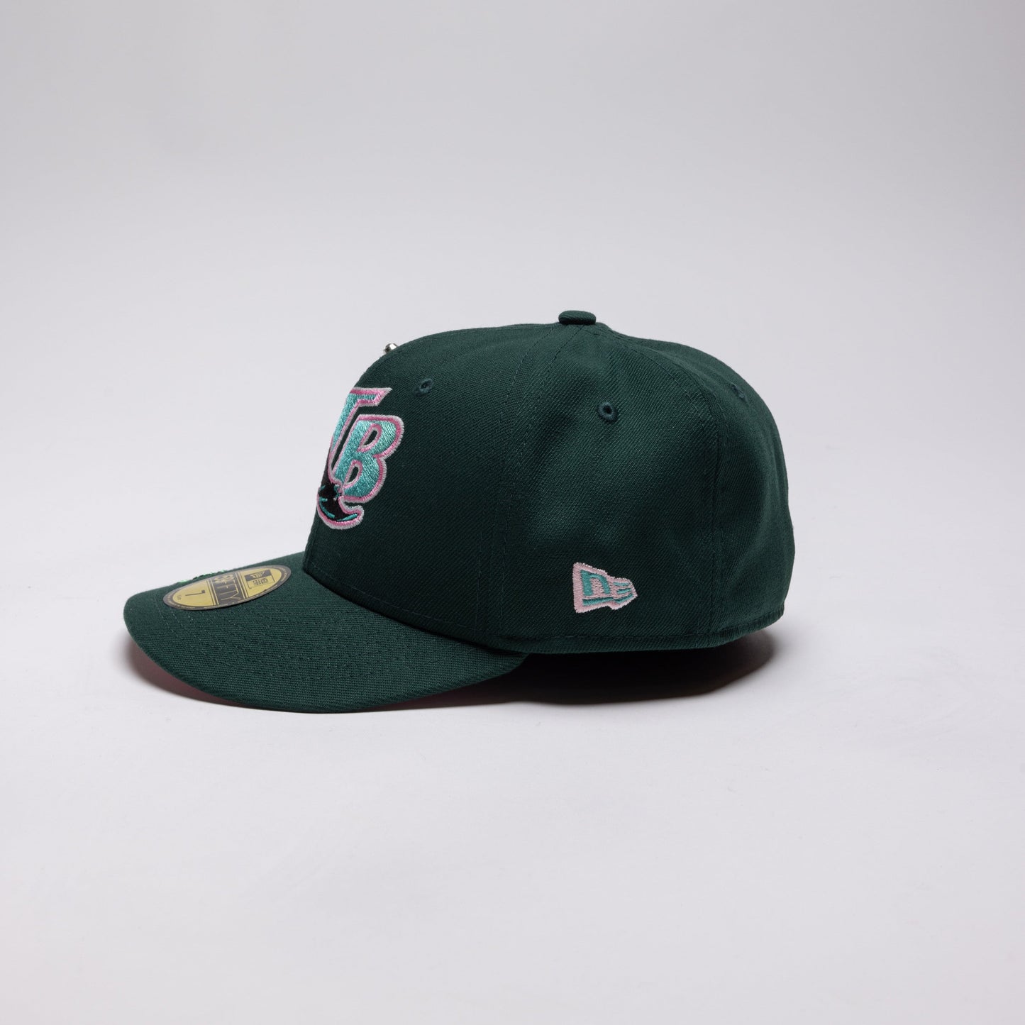 NEW ERA EXCLUSIVE 59FIFTY FOREST GREEN TAMPA BAY DEVILRAYS W/ 10TH ANNIVERSARY SIDE PATCH
