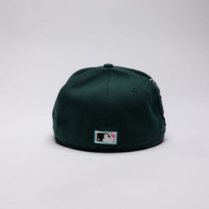 NEW ERA EXCLUSIVE 59FIFTY FOREST GREEN TAMPA BAY DEVILRAYS W/ 10TH ANNIVERSARY SIDE PATCH