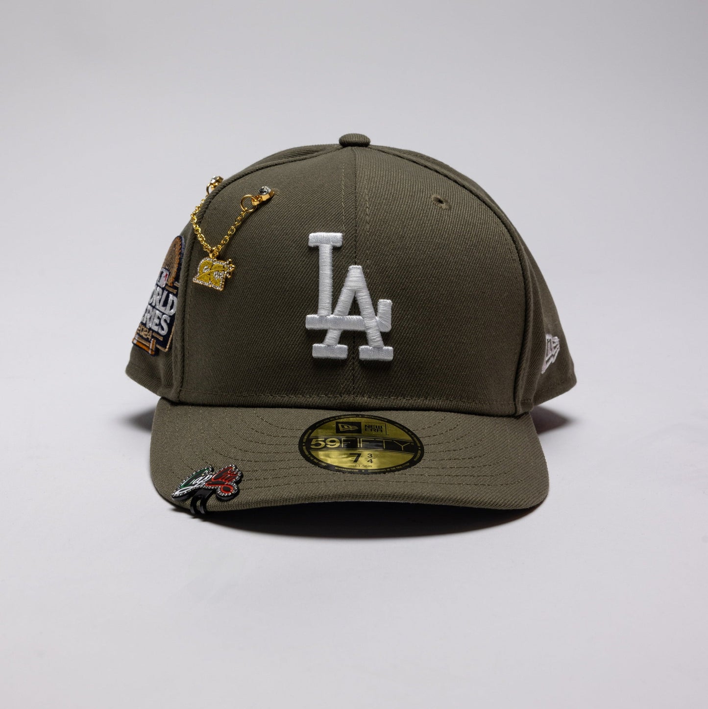 NEW ERA EXCLUSIVE 59FIFTY OLIVE LOS ANGELES DODGERS W/ 2024 WORLD SERIES SIDE PATCH