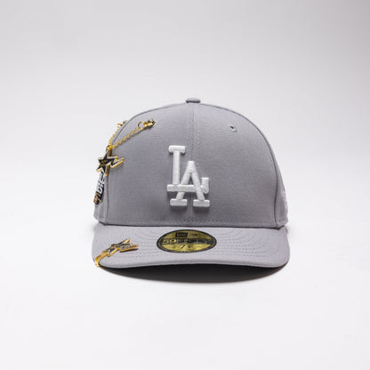 NEW ERA EXCLUSIVE 59FIFTY SMOKE GREY LOS ANGELES DODGERS W/ 2024 WORLD SERIES SIDE PATCH