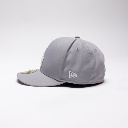 NEW ERA EXCLUSIVE 59FIFTY SMOKE GREY LOS ANGELES DODGERS W/ 2024 WORLD SERIES SIDE PATCH