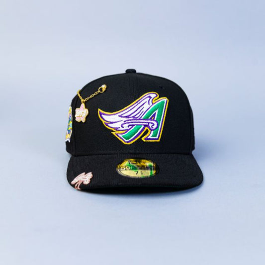 NEW ERA 59FIFTY BLACK ANAHEIM ANGELS W/ 40TH ANNIVERSARY SIDE PATCH