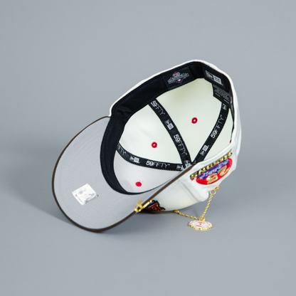 NEW ERA EXCLUSIVE 59FIFTY CHROME/ WALNUT BUFFALO BISONS W/ 25TH ANNIVERSARY PATCH