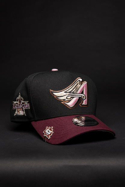 NEW ERA 9FIFTY A-FRAME BLACK/ BURGUNDY ANAHEIM ANGELS SNAPBACK W/ ALL STAR GAME SIDE PATCH