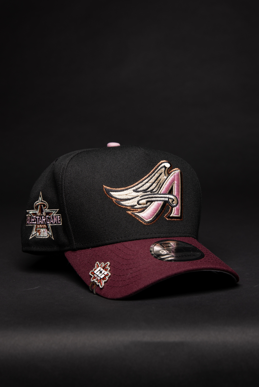 NEW ERA 9FIFTY A-FRAME BLACK/ BURGUNDY ANAHEIM ANGELS SNAPBACK W/ ALL STAR GAME SIDE PATCH