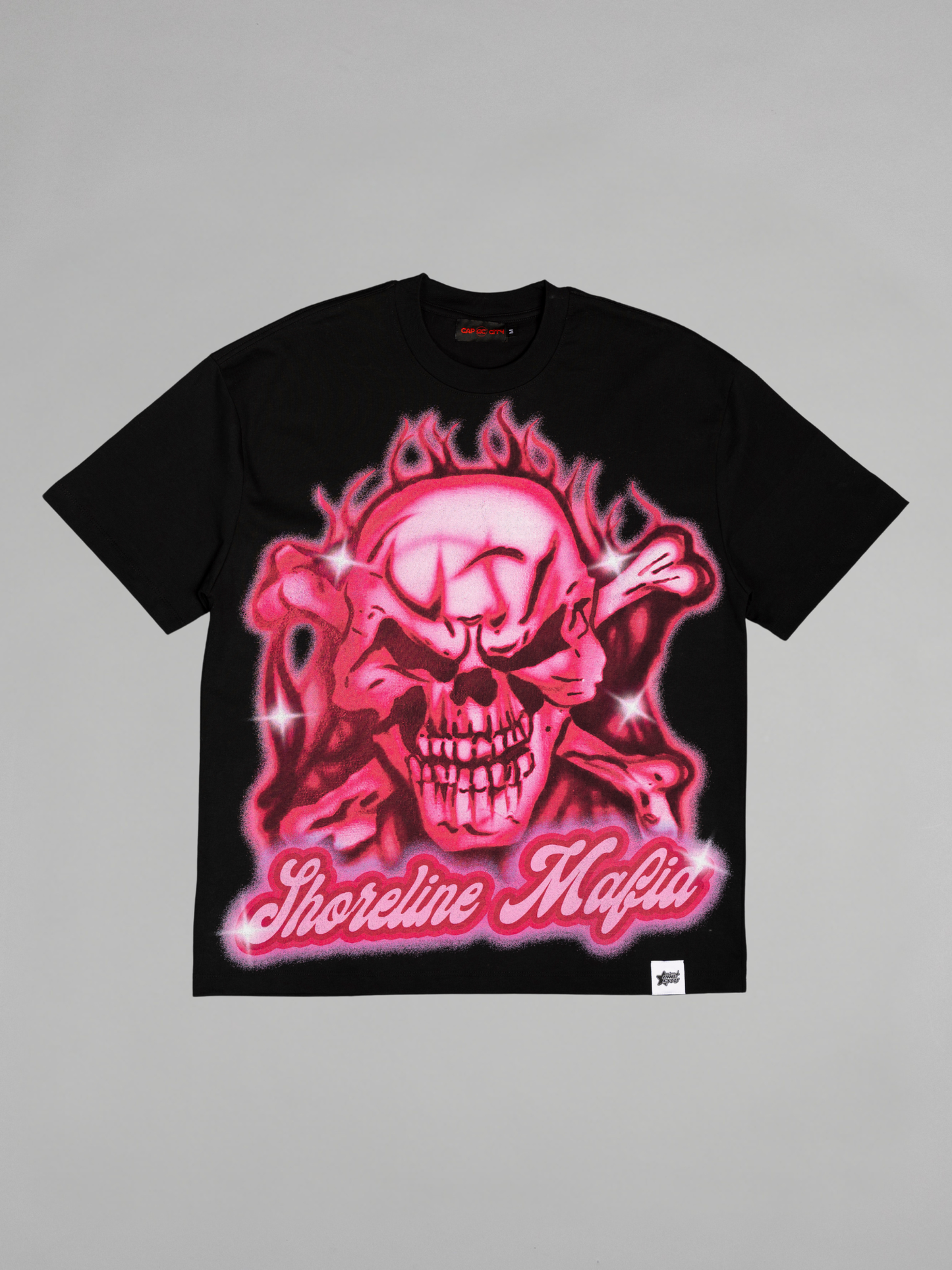 CAP CITY X SHORELINE MAFIA BLACK/PINK AIR BRUSH TEE - UNISEX