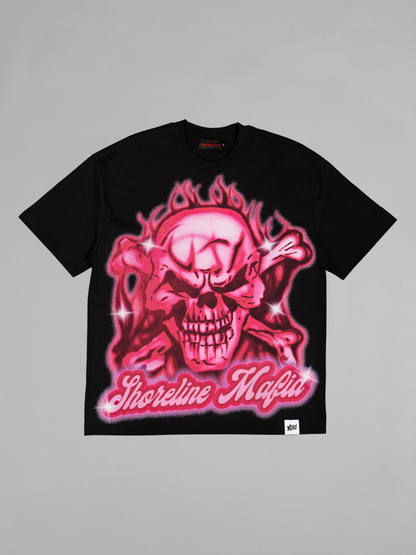 CAP CITY X SHORELINE MAFIA BLACK/PINK AIR BRUSH TEE - UNISEX