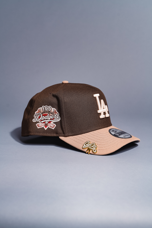 NEW ERA 9FIFTY A-FRAME BROWN/BEIGE LOS ANGELES DODGERS SNAPBACK W/ 100TH ANNIVERSARY SIDE PATCH