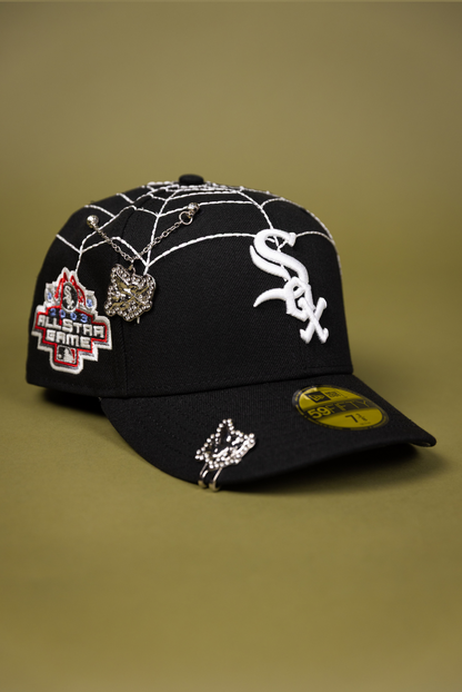 NEW ERA EXCLUSIVE 59FIFTY BLACK CHICAGO WHITE SOX W/ SPIDER WEB + 2003 ALL STAR GAME SIDE PATCH