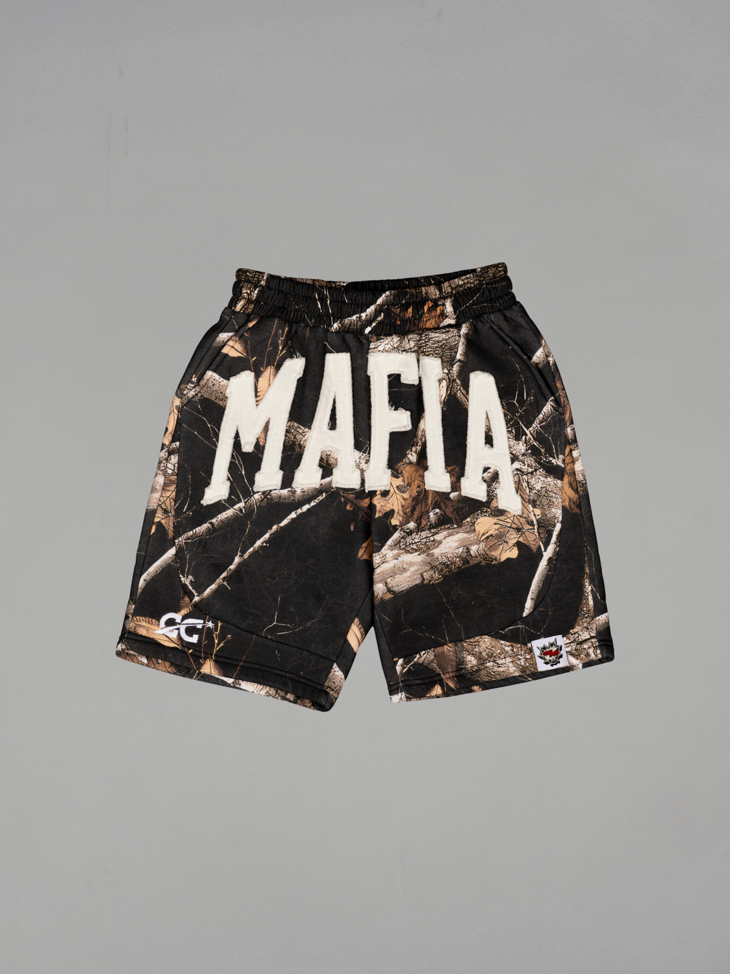 CAP CITY X SHORELINE MAFIA BLACK CAMO SHORTS -UNISEX