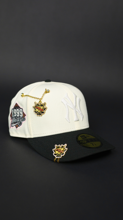 NEW ERA EXCLUSIVE 59FIFTY CHROME/ BLACK NEW YORK YANKEES W/ 1999 WORLD SERIES SIDE PATCH