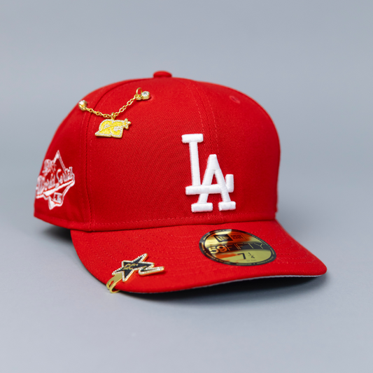 NEW ERA EXCLUSIVE 59FIFTY RED LOS ANGELES DODGERS W/ 1988 WORLD SERIES SIDE PATCH