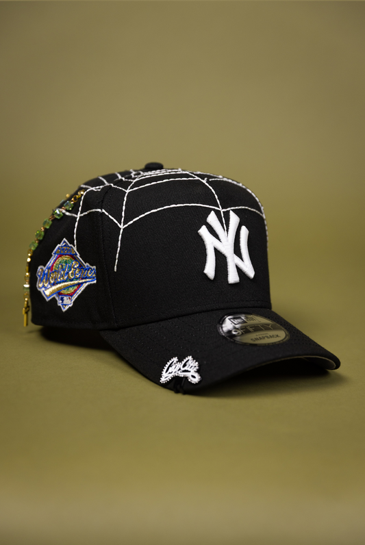 NEW ERA ECLUSIVE 9FIFTY A-FRAME BLACK NEW YORK YANKEES SNAPBACK W/ SPIDER WEB + 1996 WORLD SERIES SIDE PATCH
