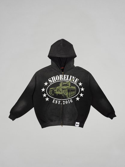 CAP CITY X SHORELINE MAFIA BLACK TANK ZIP UP HOODIE - UNISEX
