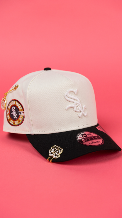 NEW ERA 9FIFTY A-FRAME CHROME/ BLACK CHICAGO WHITE SOX SNAPBACK W/ ALL STAR YEARS SIDE PATCH