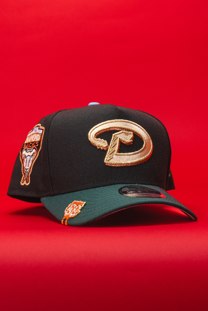 NEW ERA 9FIFTY A-FRAME BLACK/GREEN ARIZONA DIAMONDBACKS SNAPBACK W/ 1998 INAUGURAL SEASON SIDE PATCH