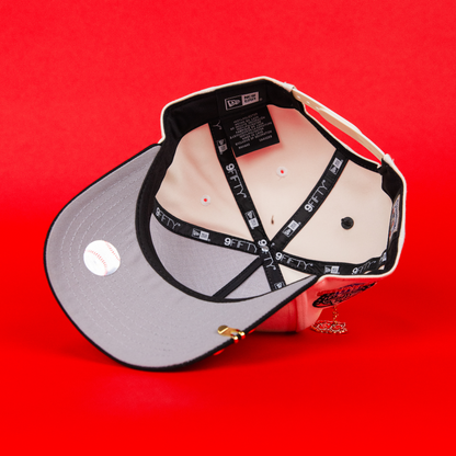 NEW ERA 9FIFTY A-FRAME CHROME/ BLACK LOS ANGELES DODGERS SNAPBACK W/ HEART + 60TH ANNIVERSARY SIDE PATCH