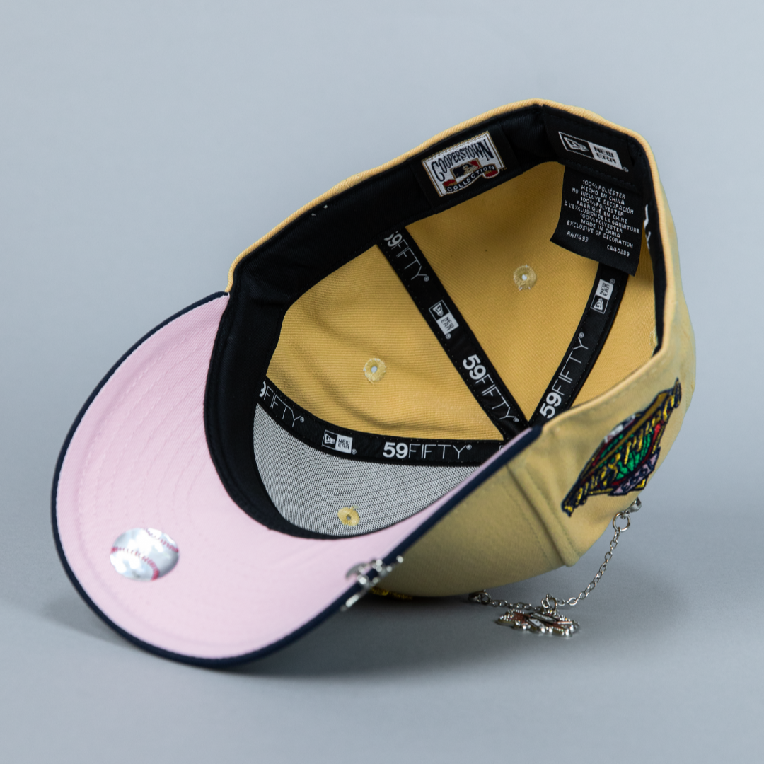 NEW ERA EXCLUSIVE 59FIFTY VEGAS GOLD/ NAVY PHILADELPHIA PHILLIES W/ 1997 WORLD SERIES SIDE PATCH
