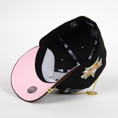 NEW ERA EXCLUSIVE 59FIFTY BLACK/ BROWN ATLANTA BRAVES "CITY OF ANGELS" W/ ALL STAR GAME SIDE PATCH
