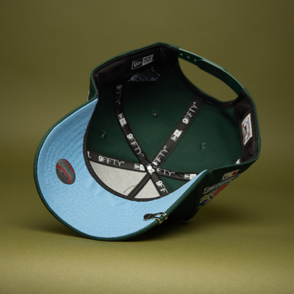 NEW ERA 9FIFTY A-FRAME FOREST GREEN CHICAGO CUBS SNAPBACK W/ 1990 ALL STAR GAME SIDE PATCH