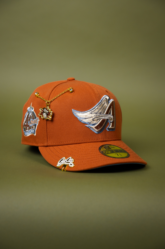 NEW ERA EXCLUSIVE 59FIFTY RUST ANAHEIM ANGELS W/ 40TH ANNIVERSARY SIDE PATCH