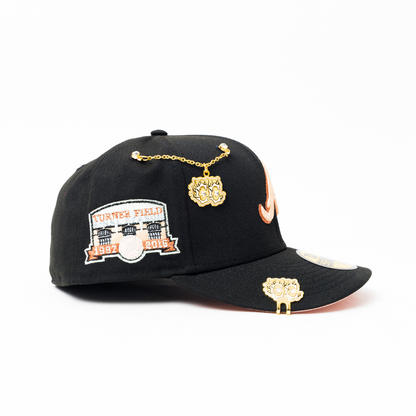 NEW ERA EXCLUSIVE 59FIFTY BLACK ATLANTA BRAVES W/ TURNER FIELD SIDE PATCH