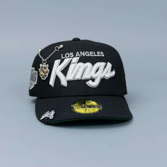 NEW ERA 59FIFTY BLACK LOS ANGELES KINGS SCRIPT W/ "KINGS" SIDE PATCH