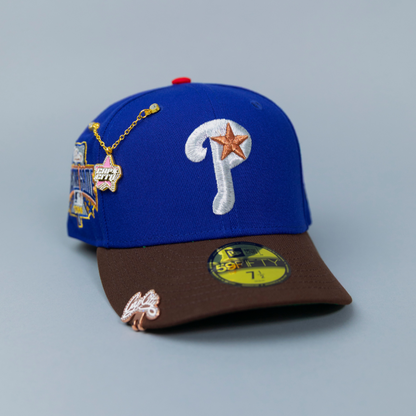 NEW ERA EXCLUSIVE 59FIFTY DARK BLUE/ WALNUT PHILADELPHIA PHILLIES W/ 1996 ALL STAR GAME PATCH