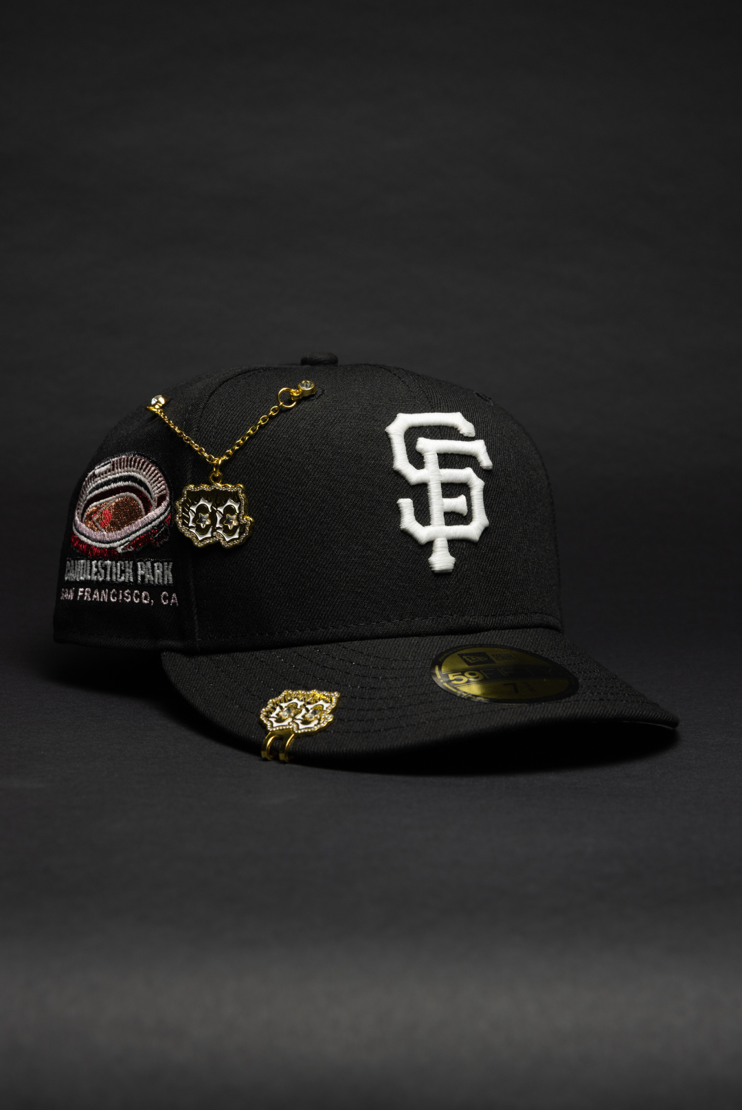 NEW ERA EXCLUSIVE 59FIFTY BLACK SAN FRANCISCO GIANTS W/ CANDLESTICK PARK SIDE PATCH