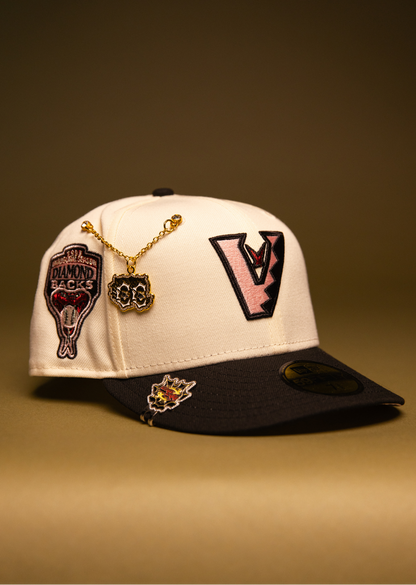 NEW ERA EXCLUSIVE 59FIFTY CHROME/BLACK UPSIDE DOWN ARIZONA DIAMONDBACKS W/ 1998 INAUGURAL SESON SIDE PATCH