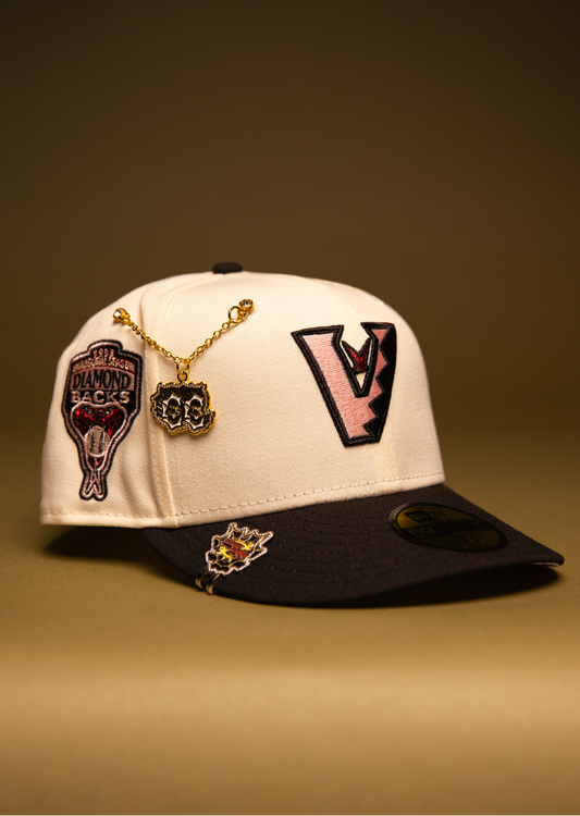 NEW ERA EXCLUSIVE 59FIFTY CHROME/BLACK UPSIDE DOWN ARIZONA DIAMONDBACKS W/ 1998 INAUGURAL SESON SIDE PATCH