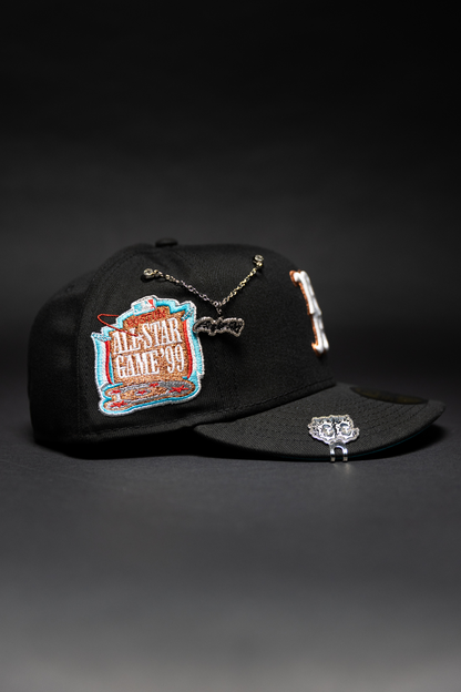 NEW ERA EXCLUSIVE 59FIFTY BLACK BOSTON RED SOX W/ ALL STAR GAME SIDE PATCH
