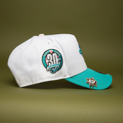 NEW ERA 9FIFTY A-FRAME PEARL WHITE TORONTO BLUE JAYS SNAPBACK W/ 30TH ANNIVERSARY SIDE PATCH