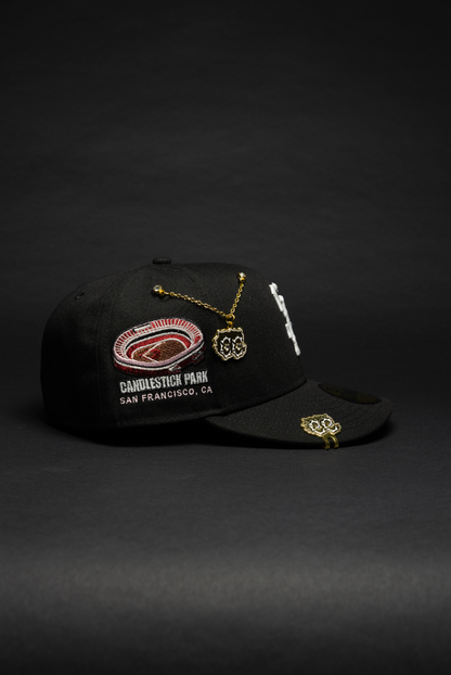 NEW ERA EXCLUSIVE 59FIFTY BLACK SAN FRANCISCO GIANTS W/ CANDLESTICK PARK SIDE PATCH